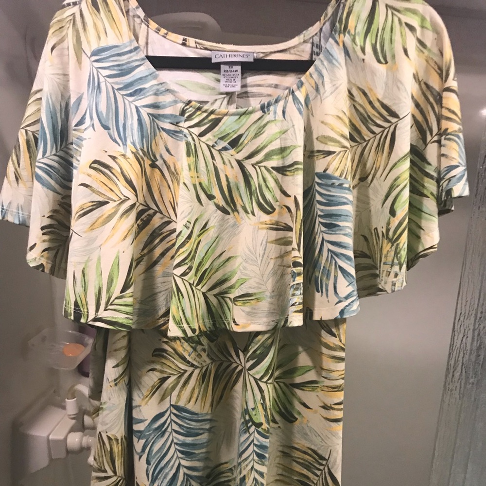 Cape Collar Tropical Blouse